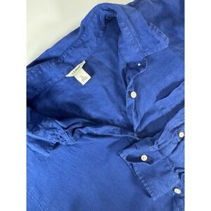 L.L.Bean 100% Linen Button Front Shirt Blue Women's L Petite Long Sleeve Casual‎